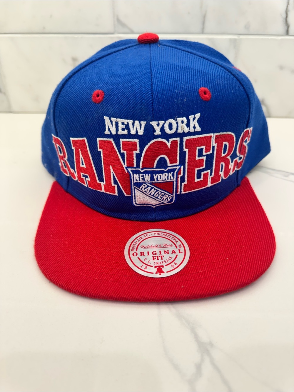 Mitchell & Ness Kids New York Rangers Blue and Red Snapback Hat